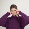Pull col montant zippé en mohair - Gilda 7085 damas - 18 Violet foncé