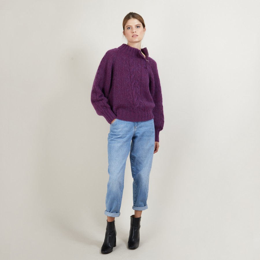 Zipped high-neck mohair sweater - Gilda