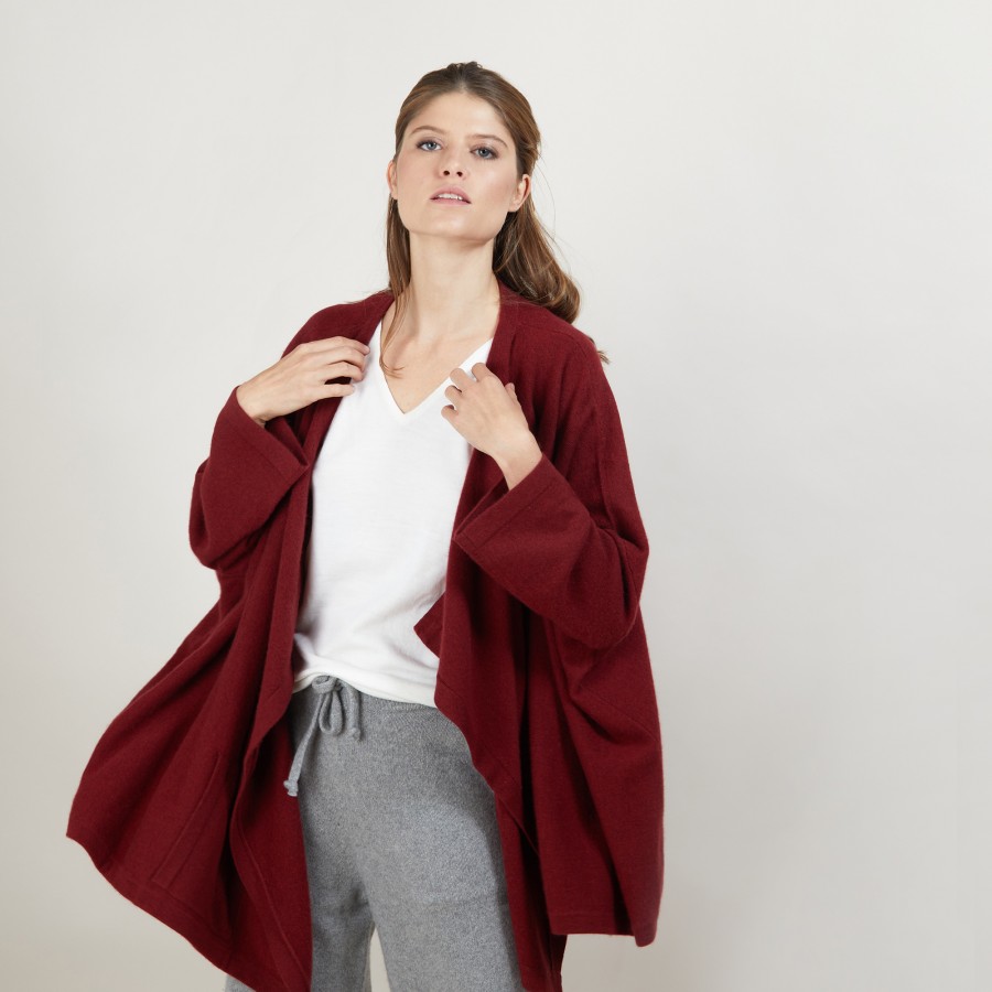 Gilet oversize en cachemire - Blondine 7082 grenat - 51 Bordeaux