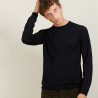 Pull col rond en laine et soie - Barsam 7010 noir - 01 Noir