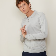 Polo en laine et soie - Bartev 7013 vapeur - 11 Gris clair