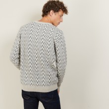 Pull motifs chevrons en laine et Alpaga - Luka 7134 dune/volute/arome - 13 Beige moyen