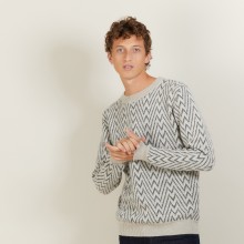 Pull motifs chevrons en laine et Alpaga - Luka 7134 dune/volute/arome - 13 Beige moyen