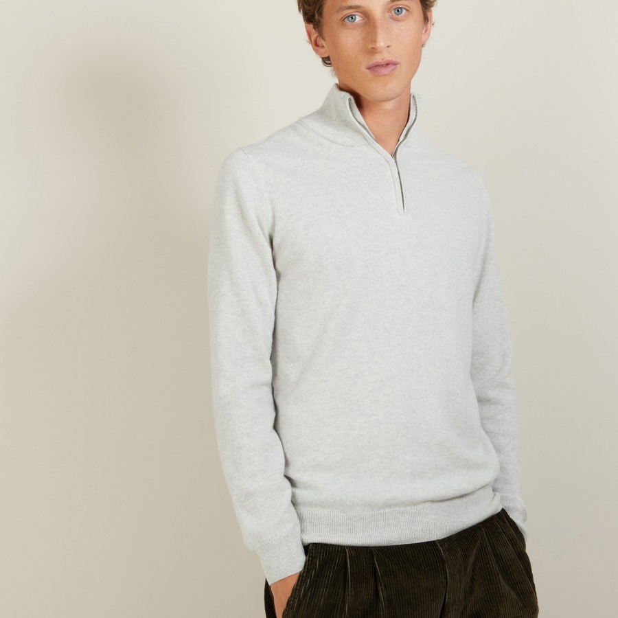 Cashmere sweater with zip neck - Emile