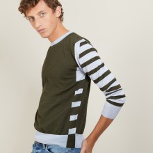 Two-tone striped wool sweater - LEO