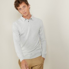 Pull col polo en cachemire - Billy 7013 vapeur - 11 Gris clair