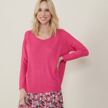 Grand pull col rond en point jersey - Babouche 7283 Corolle - 91 Fuchsia