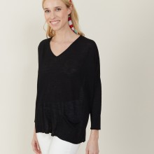 T-shirt ample en lin flammé - Balou 7210 noir - 01 Noir