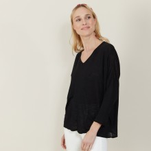 T-shirt ample en lin flammé - Balou 7210 noir - 01 Noir