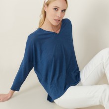 T-shirt ample en lin flammé - Balou 7241 corsaire - 06 Bleu moyen
