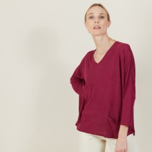 T-shirt ample en lin flammé - Balou 7282 rubis - 51 Bordeaux