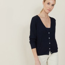 Gilet à poches en lin flammé - Beauté 7240 marine - 05 Bleu marine