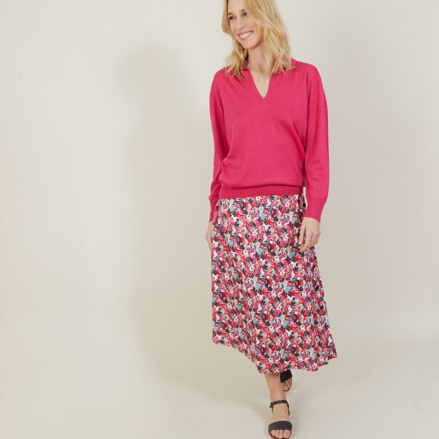 Pull col polo en lin cachemire - Bilbao 7283 corolle - 91 Fuchsia