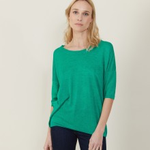 T-shirt ample col rond en lin flammé - Mairena 7250 veronese - 22 Vert moyen