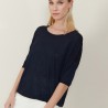 T-shirt ample col rond en lin flammé - Mairena 7240 marine - 05 Bleu marine