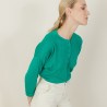 Pull col boutonné en lin cachemire - Naza 7250 veronese - 22 Vert moyen
