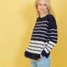 Pull en lin cachemire rayures bicolores - Nerja 7321 marine/givre - 05 Bleu marine