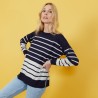 Pull en lin cachemire rayures bicolores - Nerja 7321 marine/givre - 05 Bleu marine