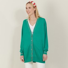 Long cardigan en lin cachemire - Narcissa 7319 veronese/sahara - 22 Vert moyen