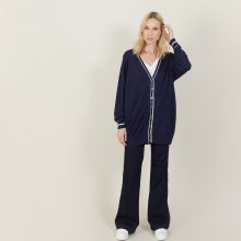 Long cardigan en lin cachemire - Narcissa 7321 marine/givre - 05 Bleu marine