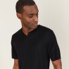 T-shirt col tunisien en lin flammé - Baraka 7210 noir - 01 Noir