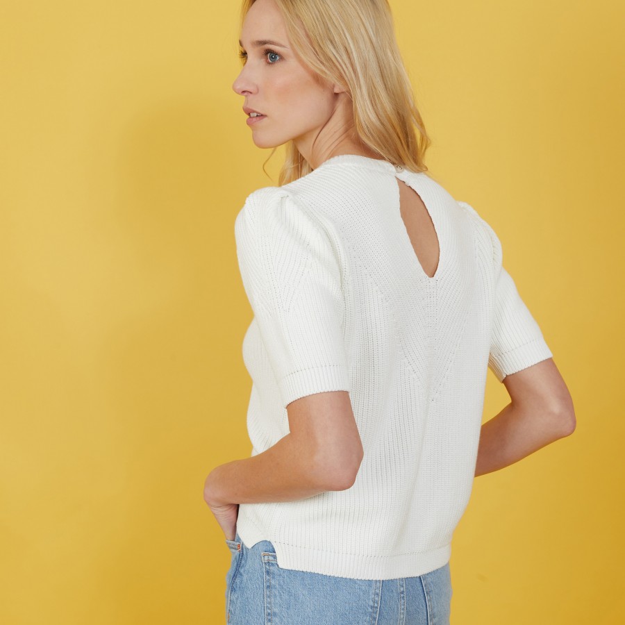 T-shirt en coton bio grosse maille - Marie 7200 blanc - 02 Blanc