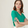 T-shirt col tunisien en lin flammé - Boheme 7250 veronese - 22 Vert moyen