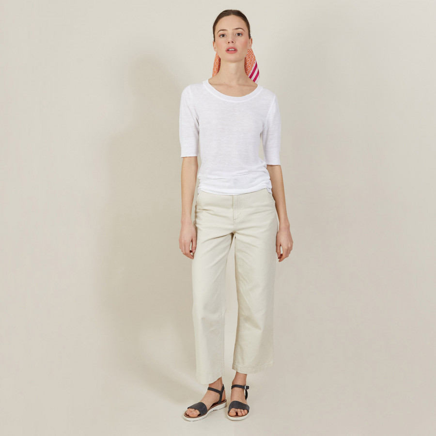 T-shirt col rond en lin flammé - Bonni