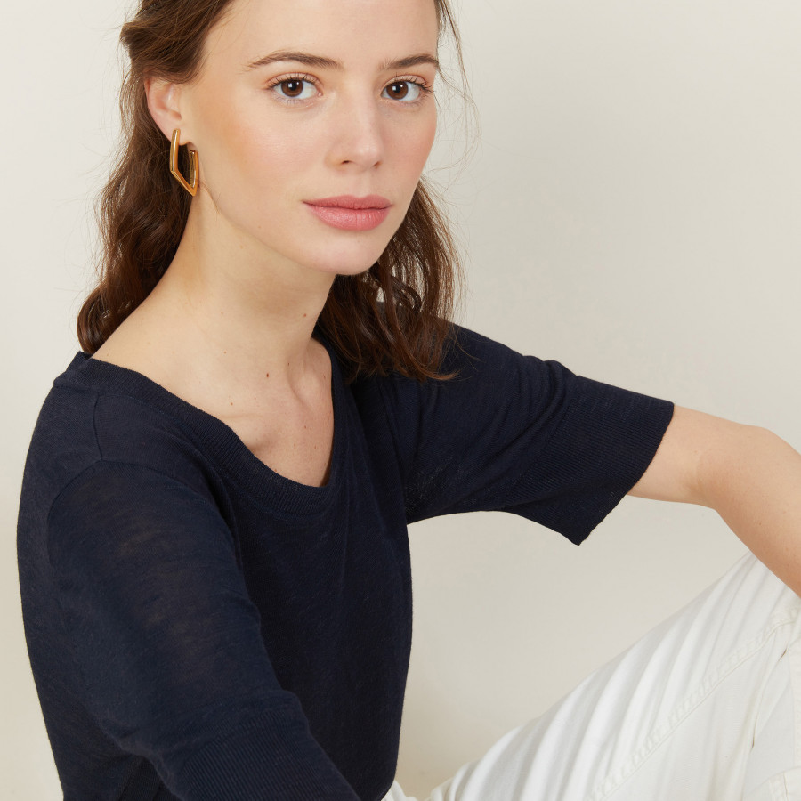 Round-neck slub linen T-shirt - Bonni