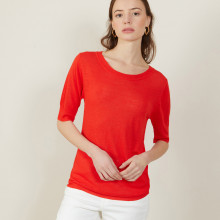 T-shirt col rond en lin flammé - Bonnie 7280 ecarlate - 52 Rouge