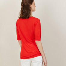 T-shirt col rond en lin flammé - Bonnie 7280 ecarlate - 52 Rouge