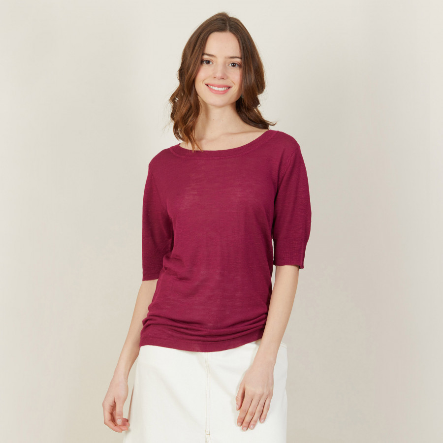 T-shirt col rond en lin flammé - Bonni