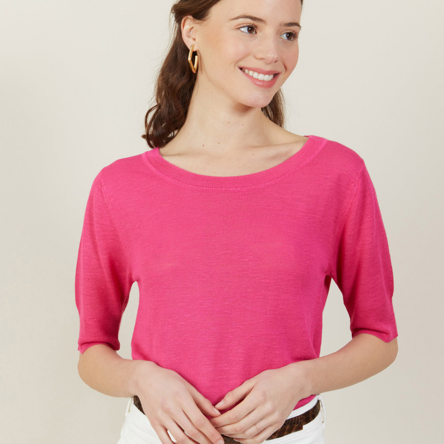 T-shirt col rond en lin flammé - Bonni