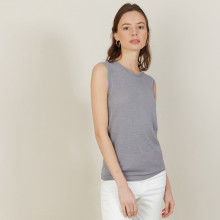 Débardeur large bretelle en lin flammé - Billie 7211 nuage - 09 Gris moyen