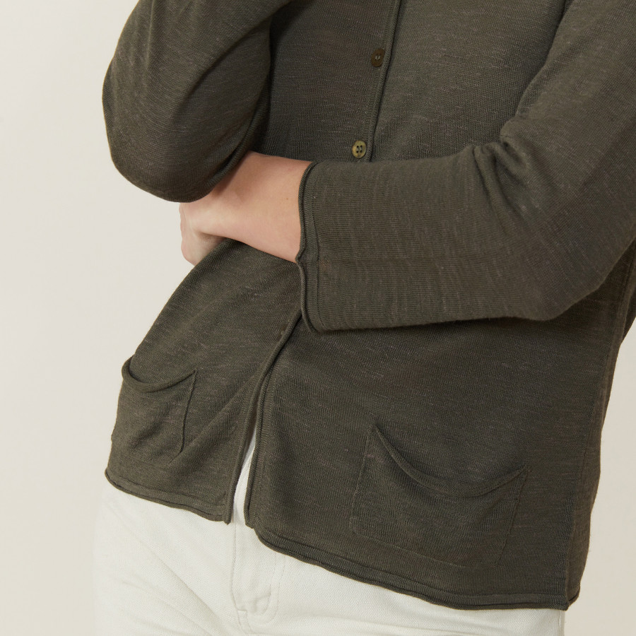 Slub linen cardigan with pockets - Bao