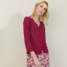 Cardigan à poches en lin flammé - Bao 7282 bordeaux - 51 Bordeaux