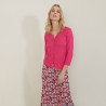 Cardigan à poches en lin flammé - Bao 7283 corolle - 91 Fuchsia