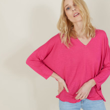 T-shirt ample en lin flammé - Balou 7283 corolle - 91 Fuchsia