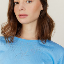 T-shirt en Fil Lumière à motif ajouré - Alexia 2750 perruche - 06 Bleu moyen