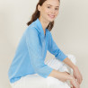Polo ajouré manches 3/4 - Anaelle 2750 perruche - 06 Bleu moyen