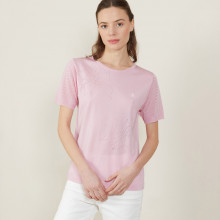 T-shirt manches courtes en Fil Lumière - Adeline 2733 rose - 24 Rose clair