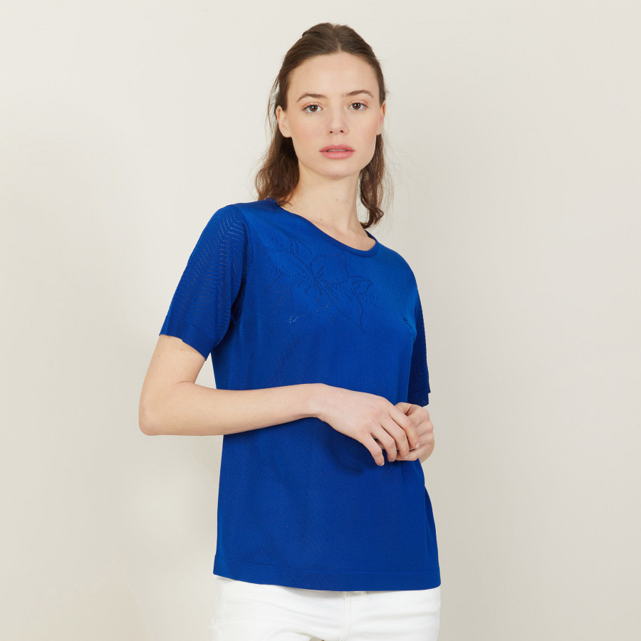 T-shirt manches courtes en Fil Lumière - Adeline 2745 nuit - 75 Bleu nuit