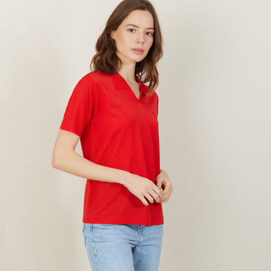 Short-sleeved patterned polo shirt - Angie