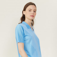 Short-sleeved patterned polo shirt - Angie