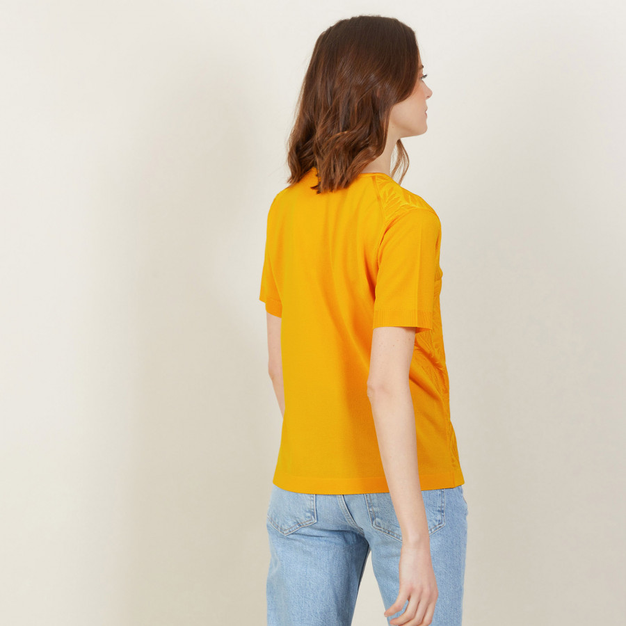 T-shirt col V à motifs en Fil Lumière - Amy 2688 solaire - 50 Jaune foncé