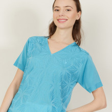 T-shirt col V à motifs en Fil Lumière - Amy 5333 nerifer - 49 Turquoise