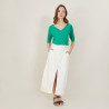 T-shirt manches coudes en lin flammé - Bonbon 7250 veronese - 22 Vert moyen