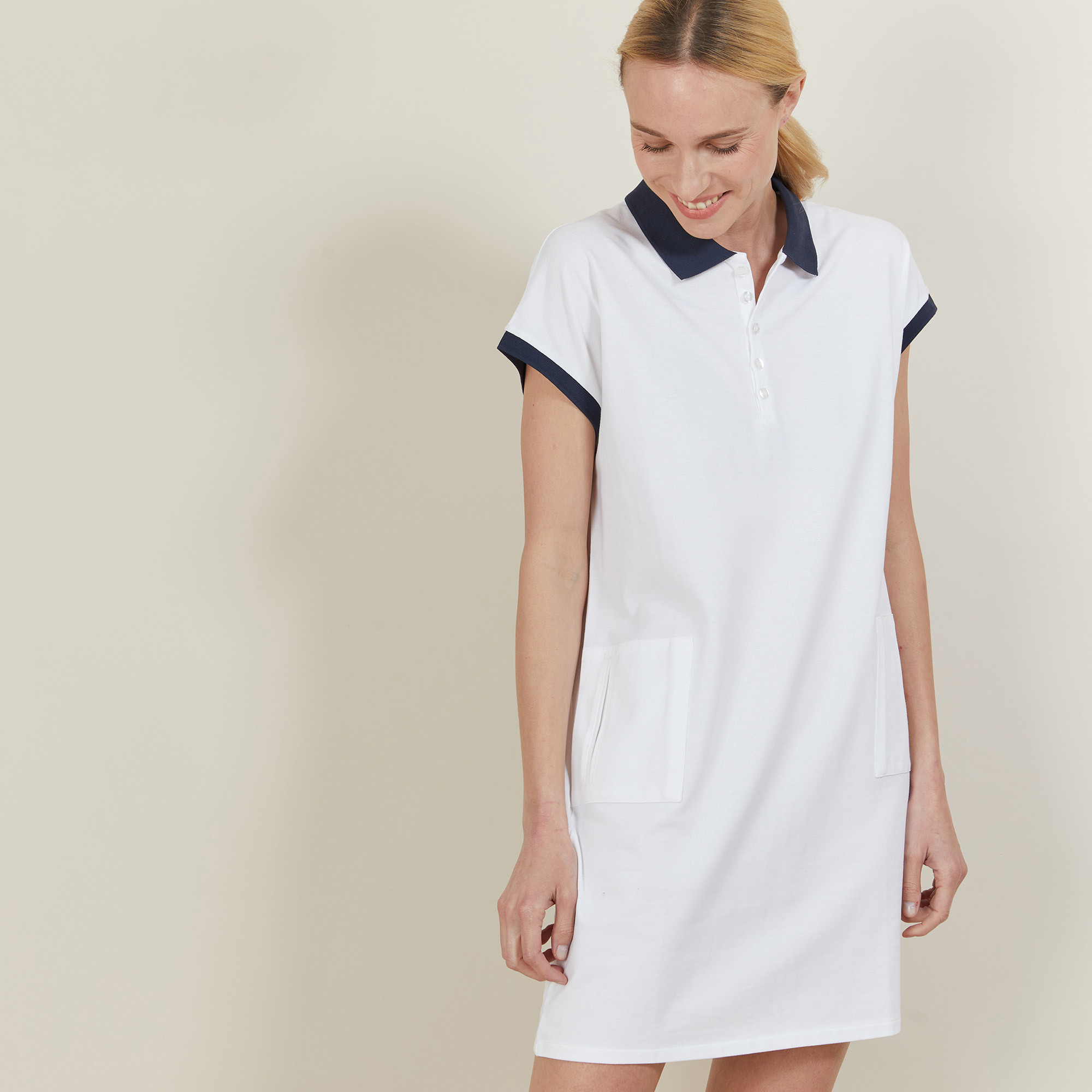 short sleeve cotton dress with pockets