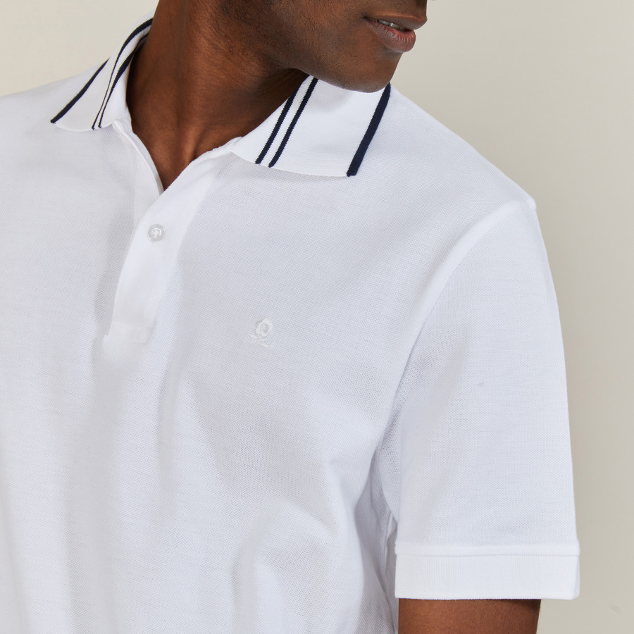 Cotton polo shirt with two-tone collar - Bistro