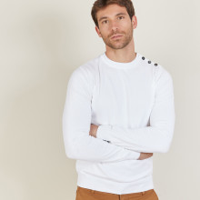 Cotton button shoulder sweater - Bonze